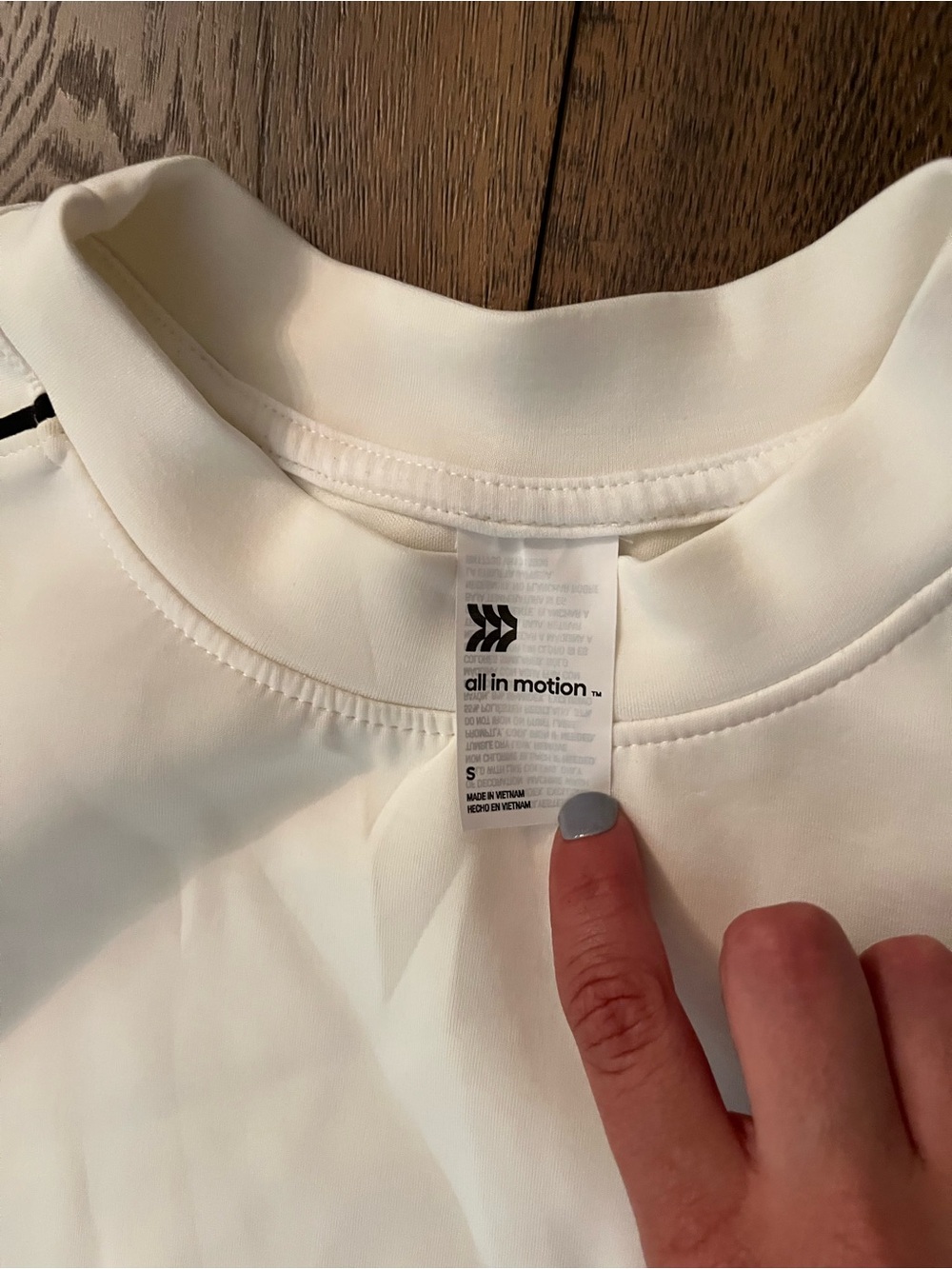 all in motion Women's White Crewneck with Black Piping - Picture 2 of 2
